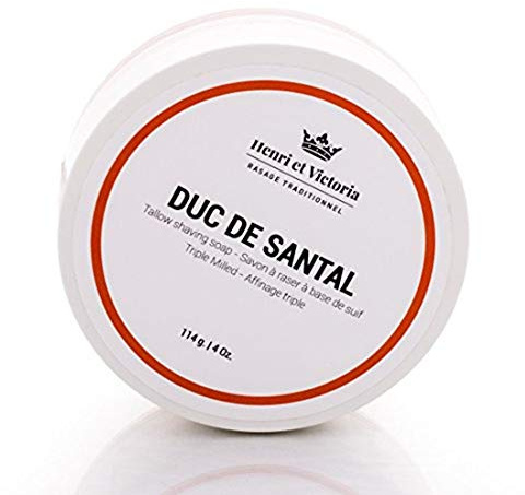 Henri et Victoria Traditional Shaving Soap For Men | Duc de Santal Fragrance | Smooth Shave, Lathers Up Nicely, Long-Lasting Scent | Triple Milled Soap, Canadian Made by Skilled Artisan 114 g (4 oz)