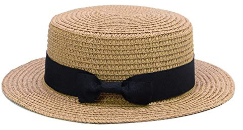Sandy Ting Straw Hats Kids Boys Girls Skimmer Hat Sun Beach Panama Hat Brown