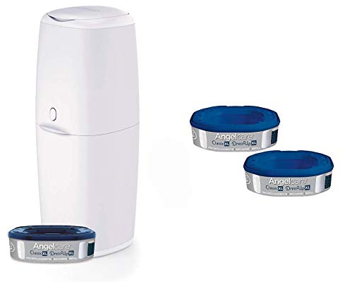 Angelcare Windeleimer Classic XL | komfortabel | Nachfüllkassette mit optimalen Geruchsschutz | 7-schichtige antibakterielle Folie | Fassungsvermögen bis zu 57 Windeln