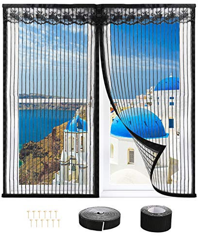 Moustiquaire Fenêtre Magnétique, 120x120cm Auto-AdhéSif en Maille anti Moustique Fenetre, Automatiquementfermé, pour La Plupart des Fenêtres - Noir