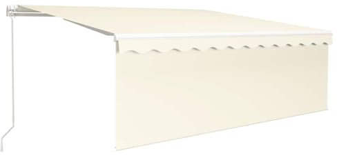 vidaXL Manual Retractable Awning with Blind Outdoor Living Door Awning Folding Arm Patio Garden Awning Manual Retractable 4x3m Cream