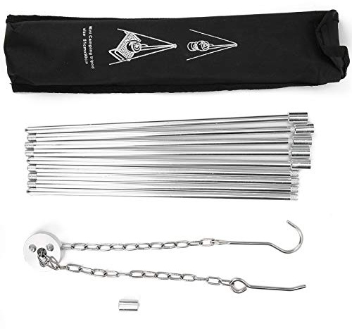 Leapiture Camping Tripod Aluminum Alloy Detachable Tripod Outdoor Cooking Picnic Hanging Pot Cookware Accessories with Adjustable Hanging Chain