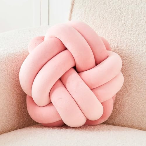Uvvyui Knot Pillow Ball, Soft Dusty Pink Home Decor Knotted Pillows, Cute 8 Knot Pillow Round Velvet Plush Throw Pillow, Aesthetic Decorative Pillows for Bed, Floor, Couch, Bedroom