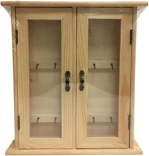 MIZIkeyGO Armadietto Portachiavi in Legno Retrò - Vetrinetta Porta Chiavi da Muro, Scatola per Chiavi, Cassetta Portachiavi