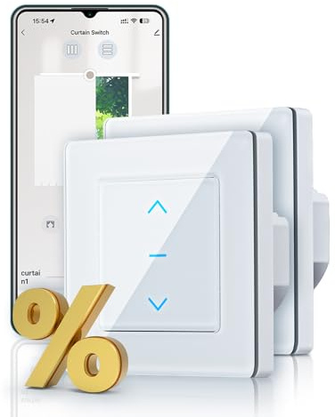 MOES Rolladenschalter Smart Wlan mit Prozentanpassung, Touch Alexa Rolladen Schalter, Smart Jalousie, Roller Shutter switch, Rolladensteuerung mit Smart Life/Tuya App, Alexa/Google Sprachsteuerung 2er