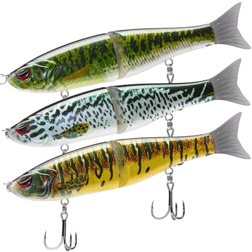 Bassdash SwimShad Glide Baits - Señuelo Articulado Deslizante 3 Unidades, Pesca en Agua Dulce/Salada para Lubina, Lucio, Salmón, Trucha, Muskellunge