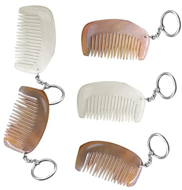 Ipetboom Natürlicher Yak Horn Schlüsselanhänger Mit Kleiner Kamm Gebogener Kamm Kreatives Taschenanhänger Dekor Langlebig Und Modisch