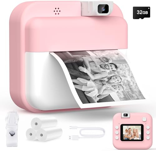 Teoryieer Appareil Photo Instantané Enfants, 48MP 1080P HD Appareil Photo Numérique Enfant avec Carte 32GB et 3 Rouleaux de Papier d'impression, Cadeau pour Enfants pour Filles, Garçons 10 Ans