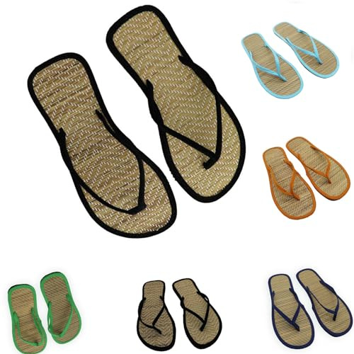 Chanclas de dedos para mujer, zapatos planos, unisex, para casa, de lino, paja de bambú, sandalias de verano, zapatos ligeros, zapatos de casa de invitados, zapatos de baño abiertos, zapatos de baño