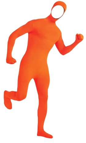 Oranger Morph-Anzug, Ganzkörper-Kostüm für Rollenspiele und Halloween, dehnbarer orangefarbener Body mit Gesichtsöffnung, ideal für Cosplay, Partys, Aufführungen, 180 cm