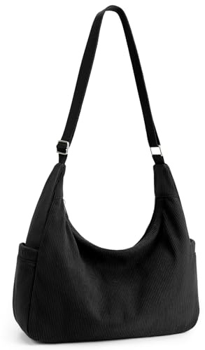 Corduroy Crossbody Bag for Women Large Capacity Tote Bag with Zip & Pockets | Waterproof Hobo Shoulder Bag with Adjustable Strap for College School Work Travel Shopping Daily Use
