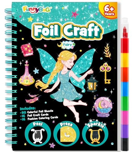 FUNNYB&G Manualidades infantiles con foil, Creativo Kit Manualidades niños | Juguete Niña Regalos Para de 4 5 6 7 8 9 Años Detalles Cumpleaños Niños(Hadas)