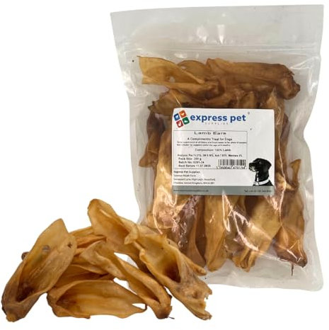 Express Pet Supplies 1 kg Lammohren (ca. 40–60), hypoallergen, Kauspielzeug für Hunde