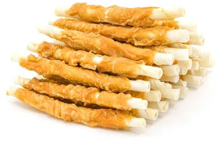 Jungle Calling Dog Treats, Chicken Wrapped Rawhide Sticks for Dogs, Grain-Free Natural Small Dogs Training Treats, Pet Chew Snacks,10.6 oz