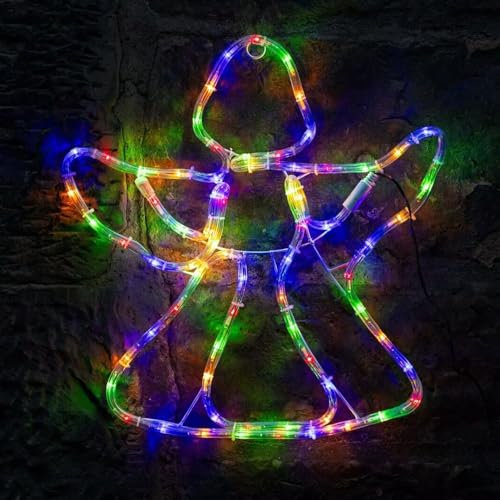 Garden Mile Christmas Angel Silhouette Rope Lights Pre-Lit Acrylic Large Multicolour LED Lights Festive Lighting Indoor Outdoor Christmas Decorations for Window, Garden, Home Decor Mains Powered