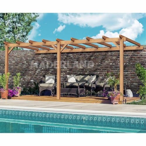 Pergola en bois adossée - modèle PALMA - 600 x 400 cm