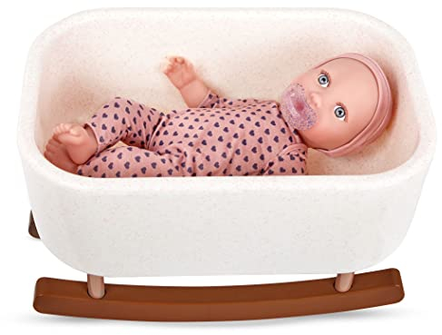 Babi 2er Set Baby Puppe mit Babybett zum Schaukeln – Babywiege, Schnuller, Kleidung Zubehör– Kinder Spielzeug für Mädchen und Jungen ab 3 Jahre