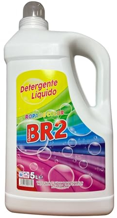 Detergente BR2 Gel-Liquido Ropa de Color 66 Lavados garrafa 5 litros, Color, Jabon Cuidado Extra del Color, Limpieza Mejorada con la Tecnologia de limpieza