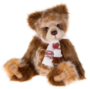 Charlie Bears - Galleta de jengibre | Colección de osito de peluche, atuendo de invierno, bufanda, oso de peluche marrón, hecho a mano, coleccionable, totalmente articulado, a partir de 3 años
