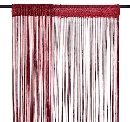 INLIFE 2 cortinas de hilos de 100 x 250 cm, color rojo borgoña, para casa y jardín, decoración (0,5 kg)