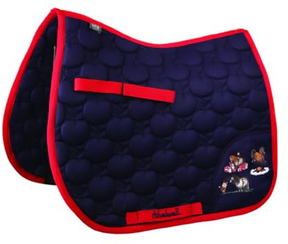 HY EQUESTRIAN Thelwell Collection Practice Makes Perfect Tapis de selle Bleu marine/rouge (Shetland)