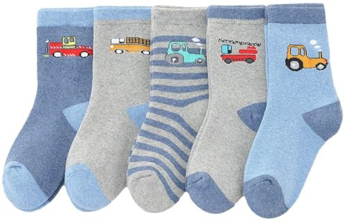 BSITSSS 5 Paires Chaussettes Rigolotes Enfants, Chaussette Enfant de 6-8 Ans, Doublées en éponge Chaussette Garcon, Chaussette Hiver Enfant Douces et Confortables