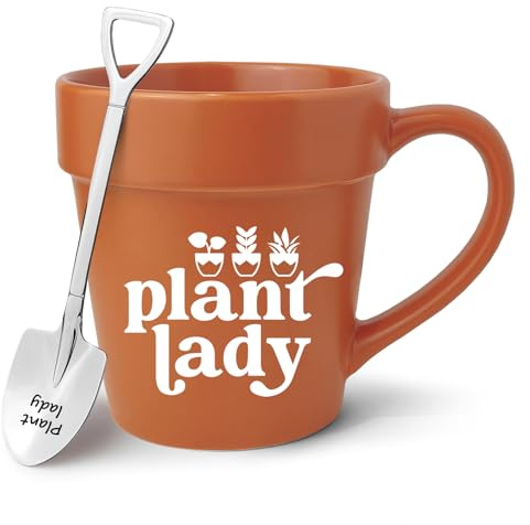 Lasimfa Funny Mug Gardening Gifts for Women Friend, Plant Lady Plant Lover Gift for Women Mother's Day, Cute Gardener Gifts for Her, Friends, Novelty Mug with Shovel Spoon