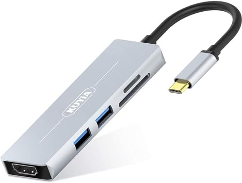 USB C-hub, 5-i-1 typ C-adapter med 4K HDMI-utgång, 2 USB 3.0-portar, SD- och TF-kortläsare, Thunderbolt 3-hub-adapter kompatibel med MacBook Pro/Air iPad Chromebook XPS Samsung bärbar dator