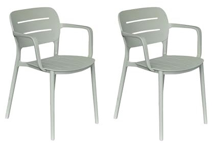 LC Garden Veti Stapelstühle 52,5x53x79cm Gartenstühle Terassenstühle Bistrostühle (Grün, 2er Set)