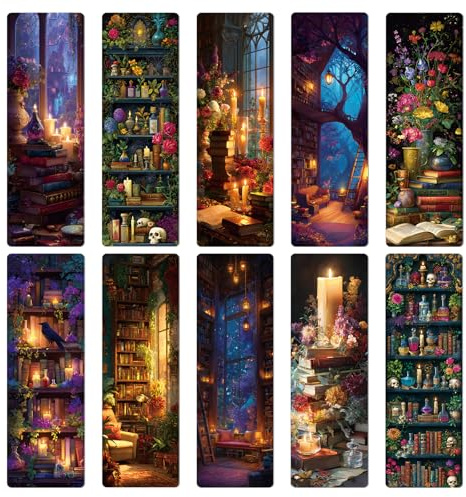 Wxiben Dark Academia Bookmarks Gifts - Wxiben 100Pcs Floral Library Bookshelf Book Marks Fantasy Witchy Apothecary Book Markers Page Clip GIF for Women Men Students Teacher Romantasy Reader Bookish