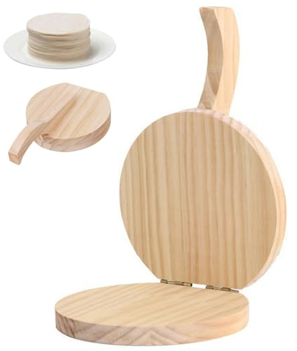 Rachlicy tortillapress naturligt trä tortillapress 42 cm rund majs med handtag degverktyg för hemlagad mexikansk tortillera, roti, chapati, taco, pataconera hemverktyg