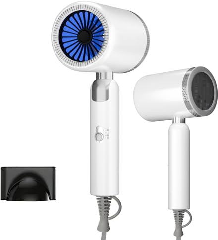 Hair Dryer for Women & Men, 1800W Foldable Ionic Hairdryer, Compact & Lightweight Blow Dryer with Even Heat, Ceramic Tec, No Heat Damage, Fast Drying, Anti Frizz, Foldable Hair Dryers