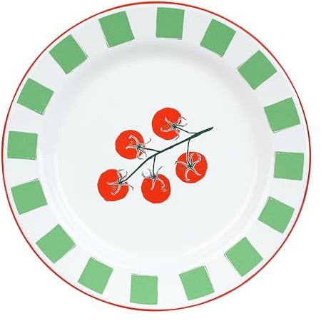 Talking Tables Handmade Enamel Side Plate 20cm with Tomato Design, Shatterproof & Dishwasher Safe Tableware, Reusable Household Plates Dinnerware for Indoor & Outdoor Dining