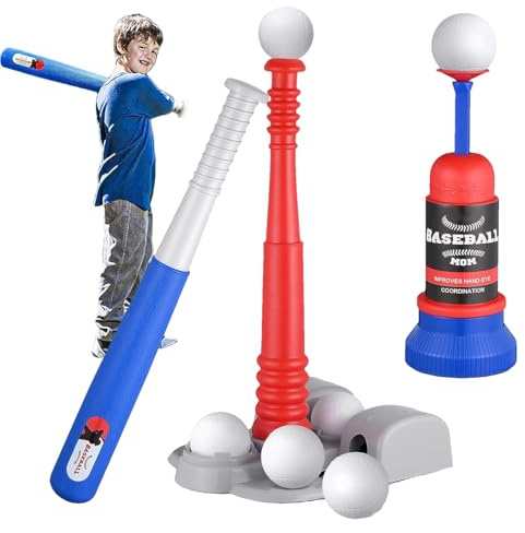 Giocattoli per ragazzi – Set di palline a T da 1 a 3 cm, giochi di lancio portatili all'aperto per giocattoli da baseball interattivi | Set di palline di base per tutti| mazza di calze