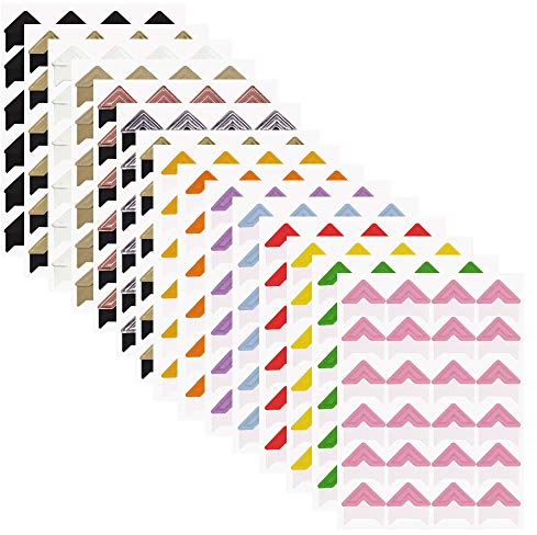 FineGood Foto-Montageecken, selbstklebend, Papier, Bildaufkleber für DIY, Scrapbooking, Album, Tagebuch, persönlicher Organizer, Notizbuch, 14 Farben, 15 Blatt