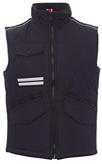 PAYPER Mig 2.0 Gilet Unisex da Uomo Donna 100% Poliestere Interno Imbottito cursore in Metallo con Patta Chiusura Zip Porta Smartphone Badge Bande Reflex Blu Navy (L)