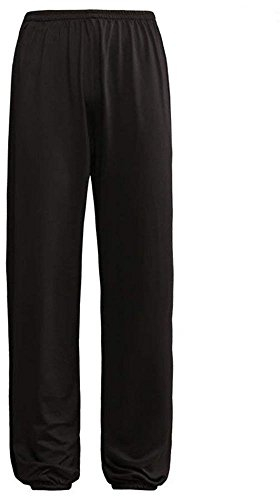 Kung Fu Training Hosen - Chinesische Kampfkunst Tai Chi Kung Fu Wing Chun Shaolin Yoga Knickerbocker Graziöse Lockere Weite Beine Trainingshosen Bloomers Unisex für Männer Frauen (Schwarz, XXL)