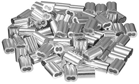 Cable de aluminio de 3 mm de diámetro, con mangos de clip, conectores de cable de engaste, 100 unidades