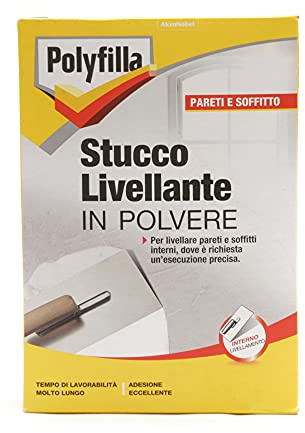 POLYFILLA Nivelleringsstuck för inomhus, gips och gips, gipsskivor, efterbehandling och precisionsarbete, pulver, vit 1 kg