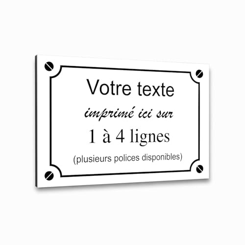 Plaque de rue décorative en aluminium Personnalisée pour intérieur et extérieur 30x20cm Blanc écriture Noire