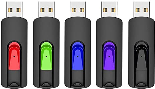 Vansuny 5 Pack USB Stick 64GB USB Flash Drive USB 2.0 Memory Stick Retractable Design Thumb Drive 64g USB Drive for Data Storage (Black, Green, Blue, Red, Orange)