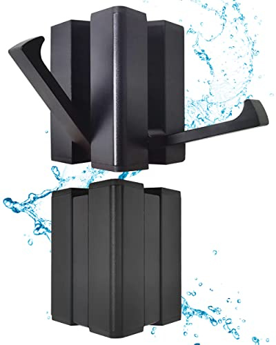2 Pack，Upgrade Wall Hook，Waterproof Black Bathroom Hooks，Foldable Towel Hooks for Bathrooms，Coat Hooks Wall Mounted，Free Perforated，Robe Hook Holder，Hand Towel Hook，Hat Hook，Also for Balcony，Kitchen.
