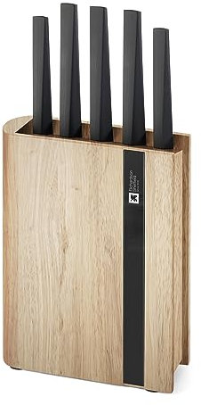 Richardson Sheffield Edge 5 Piece Knife Block Stylish Design with Natural Wood Sharp Chrome Vanadium Steel Blades Ideal for Modern Kitchens