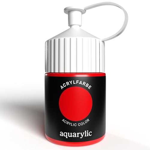 Aquarylic Hochpigmentierte Acrylfarbe Künstlerqualität - Cremige Konsistenz, Lichtecht, Vegan - Hergestellt in Österreich (Acrylfarbe - 120ml Flasche, Signalrot)