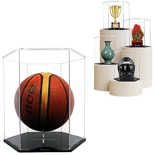 Vitrine Basketball Vitrine Staubschutz Vitrine Würfel Acryl Organizer Stand für Actionfiguren Spielzeug Fußball Volleyball Sammlerstücke geeignet für Basketball Fußball Volleyball Sammlerstücke
