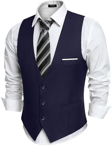 COOFANDY Mens Suit Vest Slim Fit Business Formal Dress Vest Wedding Waistcoat