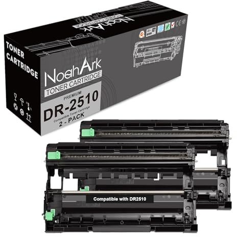NoahArk Compatibile per DR2510 DR-2510 Unità di Tamburo Sostituzione per Brother DCP-L2620DW DCP-L2627DW/XL DCP-L2660DW DCP-L2665DW HL-L2400DWE HL-L2445DW MFC-L2835DW MFC-L2860DW/E (2 Nero)