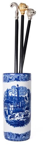 Assorted Collections Ceramic Umbrella Stand | 18 Tall Victorian Pattern Porcelain Holder for Umbrellas & Walking Sticks | Indoor Planters & Entryway Décor