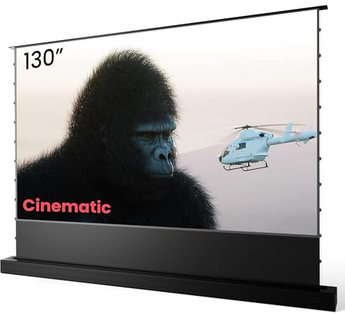 AWOL VISION ALR-F230C - Schermo per proiettore da pavimento ALR motorizzato da 130 pollici, per proiettori a ottica ultra corta, schermo da pavimento per Home Theater, 4K/8K Ultra HD, 3D attivo,
