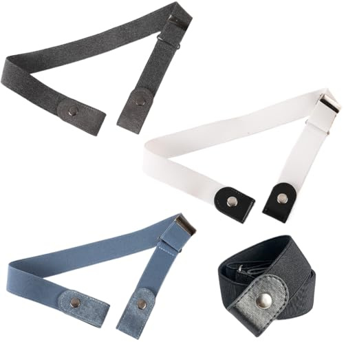 ZEPIQOR Lot de 4 ceintures sans boucle, ceinture enfant garçon, élastique, ceinture enfant fille, pour enfants garçons filles réglables sans boucle, invisibles, avec cuir